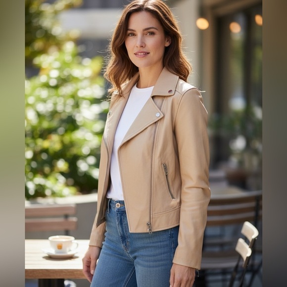 Dkny Jackets & Blazers - Dnky (nwot)faux leather jacket, light tan, xs